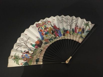 null The Hunting Stop, fan, Romantic period, second third of the 19th century
Folded...