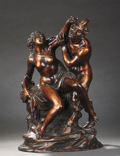 null French school of the 18th century
Satyr and Bacchante
Bronze with a golden patina.
Patina...