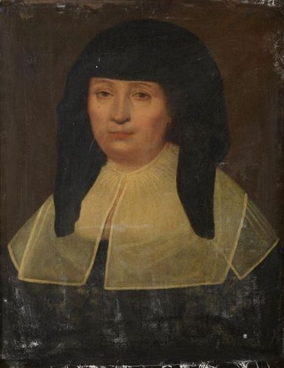 null École Française du XVIIe siècle
Portrait de dame au col de dentelle
Toile.
Restaurations...