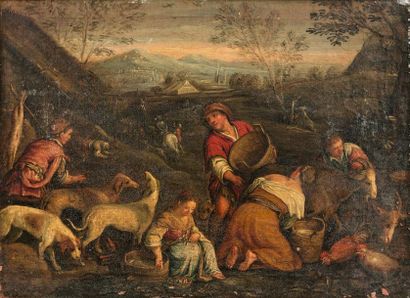 null École ITALIENNE vers 1700, suiveur de Leandro BASSANO
L'Hiver
Toile.
Restaurations...