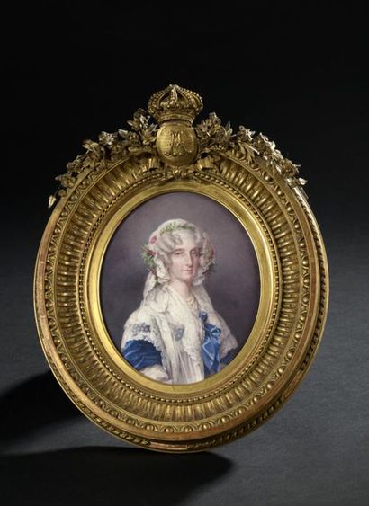 null Paris, époque Louis-Philippe
Portrait de la reine Marie Amélie en buste, sur...
