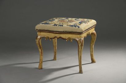 null Moulded, lacquered and gilded wood stool, Italian work of the XVIIIth century
....