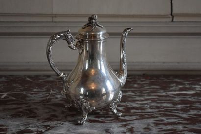 null Silver coffee pot, Minerve hallmark, by Guerchet Roussel
Ivory ring handle and...