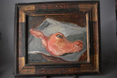 null Jacques CHAPIRO (1887-1972)
Tête de veau 
Oil on panel.
Signed lower left. 
38...