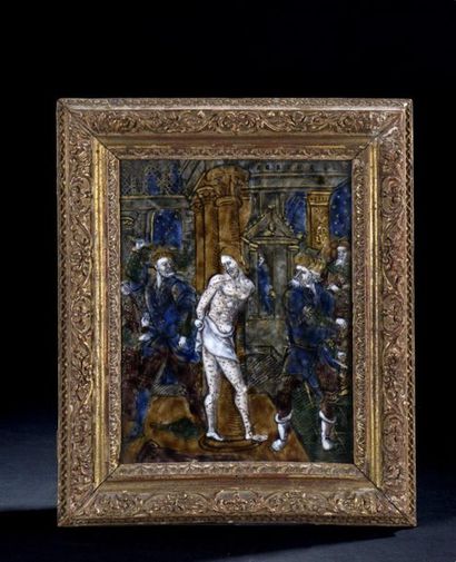 null LIMOGES, vers 1550
La Flagellation 
Plaque en émail peint polychrome.
24,5 x...