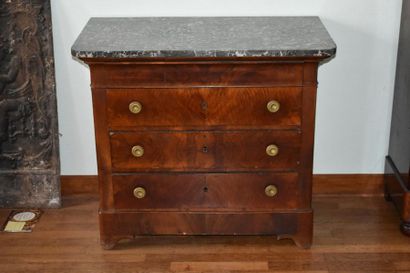 null COMMODE en acajou et placage d'acajou d'époque Restauration 
Ouvrant à quatre...