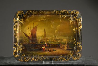 null Napoleon III period tray
In papier-mâché with a view of Venice, in the foreground...