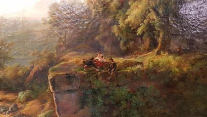 null Louise-Joséphine SARAZIN de BELMONT (1790-1871)
Paysage de rivière à Albano
Toile.
Signé...