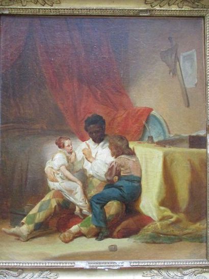 null Théophile FRAGONARD
(Paris, 1806 - Neuilly-sur-Seine 1876)
L'habit d'Arlequin
Toile.
Restaurations...