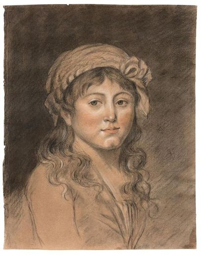 null École FRANÇAISE de la fin du XVIIIe siècle
Portrait de femme en buste
Trois...