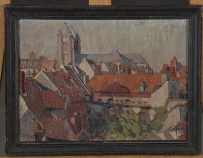 null Fernand DUROZE (1876-1961)
Vue de la cathédrale de Noyon, 1917
Huile sur carton.
Situé,...