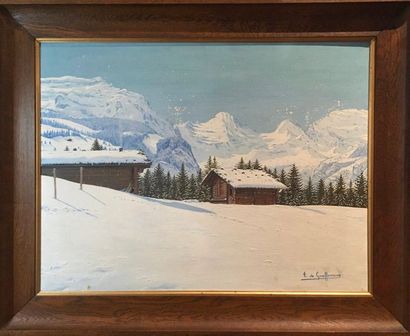 null T. de Graffenried - Swiss school of the 20th century
Snowy mountain landscape...
