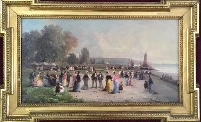 null A. PIGNOUX, late 19th century FRENCH school
The croquet game on the beach and...