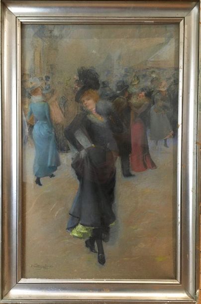 null Delphin ENJOLRAS (1857-1945) 
Elegant at the ball
Pastel.
Signed lower left.
52...
