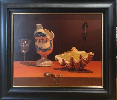 null René CHANCRIN (1911-1981)
Still life with broken earthenware and shell
Oil on...