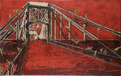 null KAREN M. (born 1952)
A Sunday on a bridge, 2007
Oil on canvas, metal and bronze...