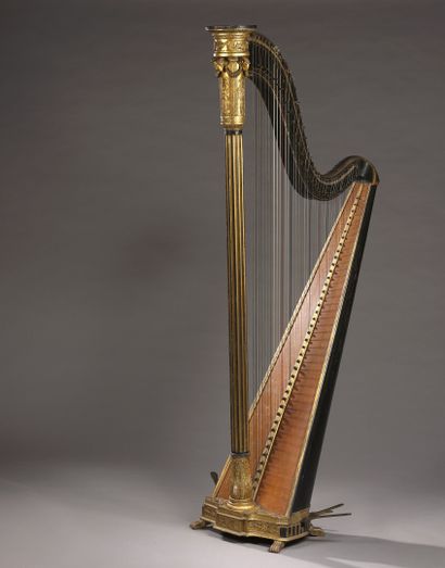 null Challiot à Paris, vers 1800-1810

Harpe en bois laqué et doré

À décor de palmettes,...