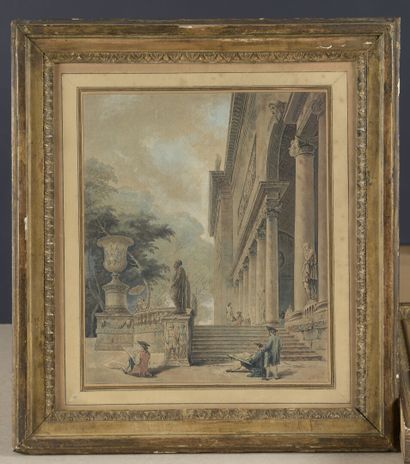 null According to Hubert ROBERT

View of the Villa Borghese

Color engraving.

28.5...