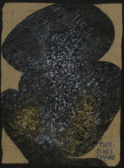  Ladislas KIJNO (1921-2012) 
Tiki Blues 
Crumpled paper. 
Signed lower right. 
31...