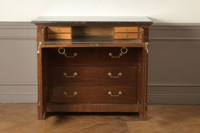 null A mahogany and mahogany veneer scriban chest of drawers from the Return of Egypt...