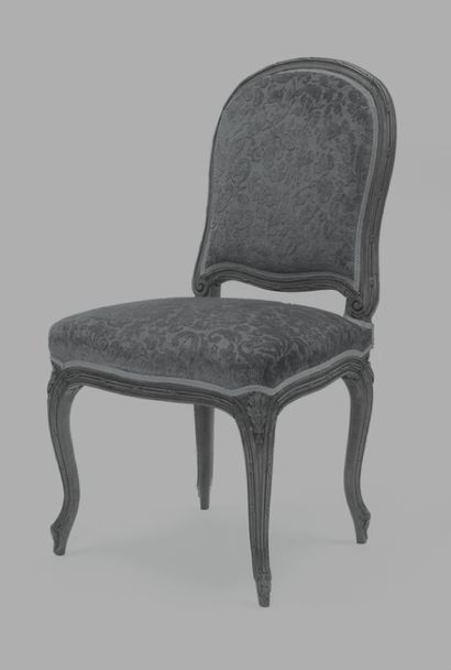 null 
Suite de huit chaises cannées d'après un modèle de François Foliot pour le...