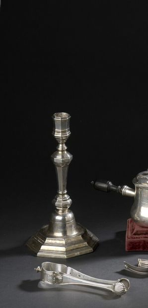 Silver candlestick by Pierre Louis Fourty,...