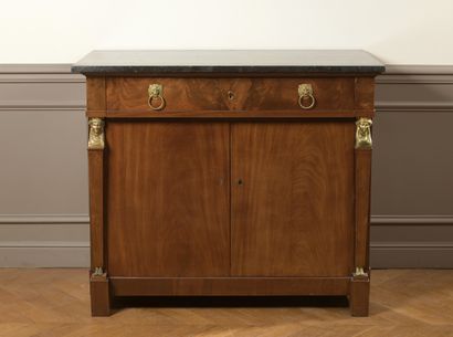 null A mahogany and mahogany veneer scriban chest of drawers from the Return of Egypt...