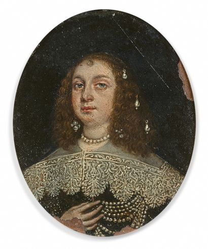  Attribué à Wolfgang HEIMBACH (Oldenburg c. 1605/13 - 1678) 
Portrait de dame au...