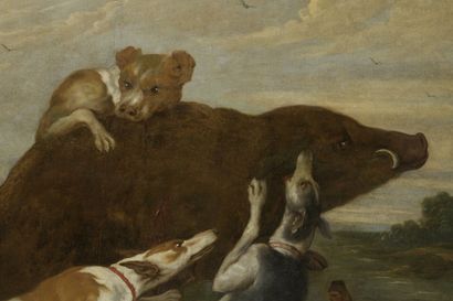 null 17th century FLEMISH school following Paul de VOS

Wild boar forced by dogs

Canvas.

Old...