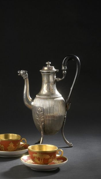 null A silver coffee pot with gadroons and palmettes crown of marquis, Paris, 1798-1809

The...