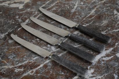 null Suite de quatre couteaux par Picard à Dijon

Lame acier

On y joint six couteaux...