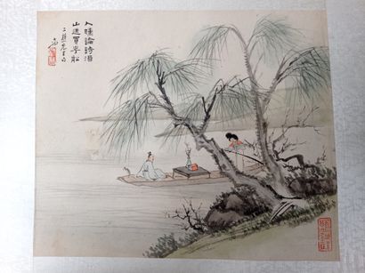 null Album de douze peintures à l'encre et couleur sur papier Chine

À décor de diverses...