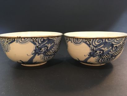 null Trois bols et deux coupelles en porcelaine bleu blanc

Vietnam, XIXe siècle

Les...