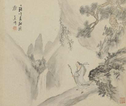  Album de douze peintures à l'encre et couleur sur papier Chine 
À décor de diverses...