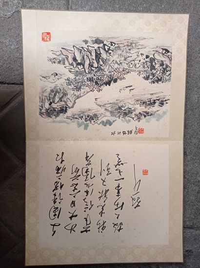  Album de peintures à l'encre sur papier 
Chine 
Composé de huit peintures représentant...