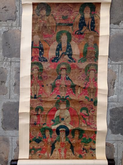  Peinture en rouleau à l'encre et couleur sur soie 
Chine, fin du XIXe siècle 
À...
