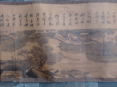  Impression en rouleau à l'encre sur papier 
Chine 
Reproduction de la célèbre peinture...