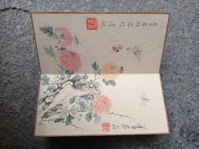  Petit album de peintures à l'encre et couleur sur papier 
Chine 
Comprenant huit...