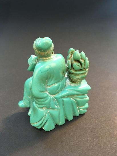 null Trois statuettes en jadéite, lapis-lazuli et turquoise

Chine, XXe siècle

Comprenant...