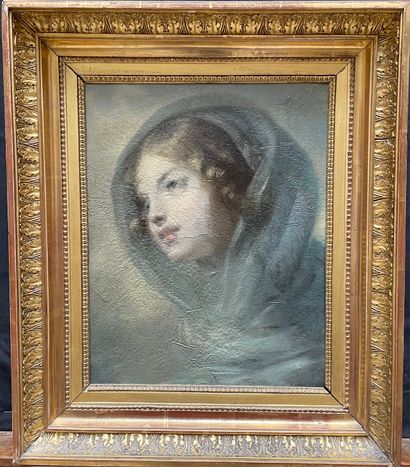  Attributed to Pierre Paul PRUD'HON (1758-1823) 
Study of a woman's head 
Canvas....