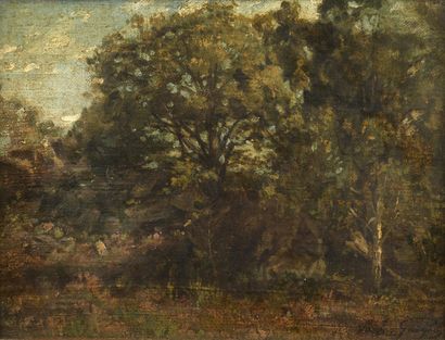  Paul Camille GUIGOU (1834-1871) 
Paysage 
Huile sur toile. 
33 x 25 cm