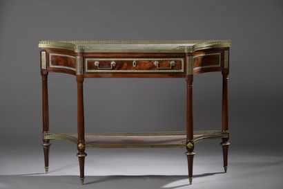 A Louis XVI period mahogany veneered console...