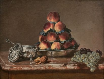 null François Xavier VISPRÉ (1730-1790)

Nature morte au plateau de pêches, raisins,...