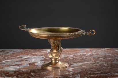 null F. Barbedienne fondeur

Coupe sur piédouche en bronze à décor néogrec, piètement...