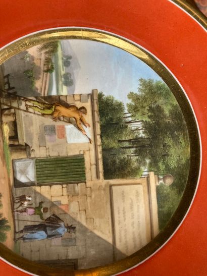 null PARIS (?), XIXe siècle

Assiette en porcelaine

À décor d'une scène de rue :...