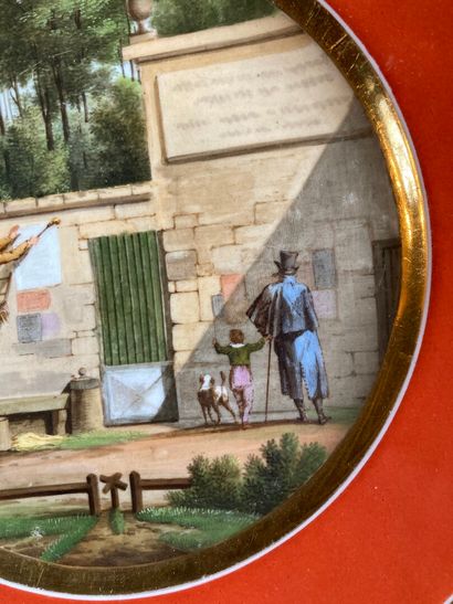 null PARIS (?), XIXe siècle

Assiette en porcelaine

À décor d'une scène de rue :...