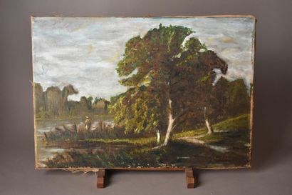 null École française du XIXe siècle 

Paysage à l'étang

Huile sur toile

Signée...