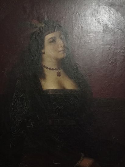 null 1er étage 

École française vers 1850

Portrait de femme à la robe noire

Toile

Accidents

95...