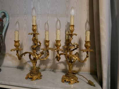 null Rez-de-chaussée 

Paire de candélabres à 4 lumières en bronze doré de style...
