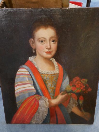  Rez-de-chaussée 
École française du XIXe siècle 
Portrait de jeune fille 
Toile...